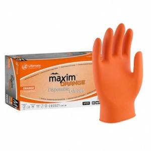UCi Maxim Textured Orange Mechanics Nitrile Disposable Gloves (Box of 50)